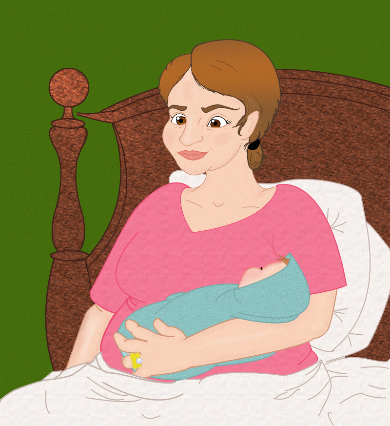 Sybil Holds Newborn Sam