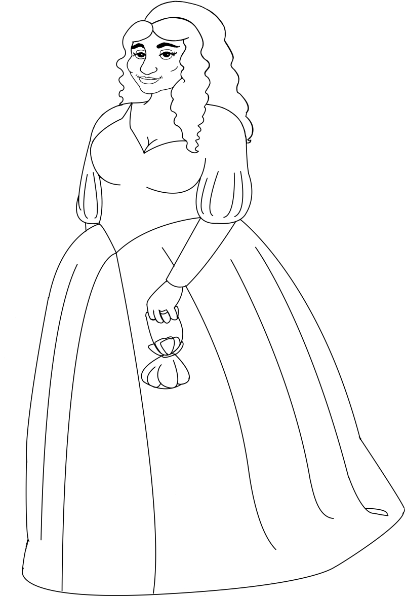 Sybil Sketch Full Length Lineart